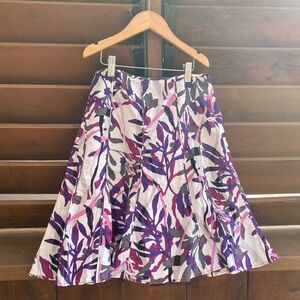 Ann Taylor A-Line Skirt - Purple and White